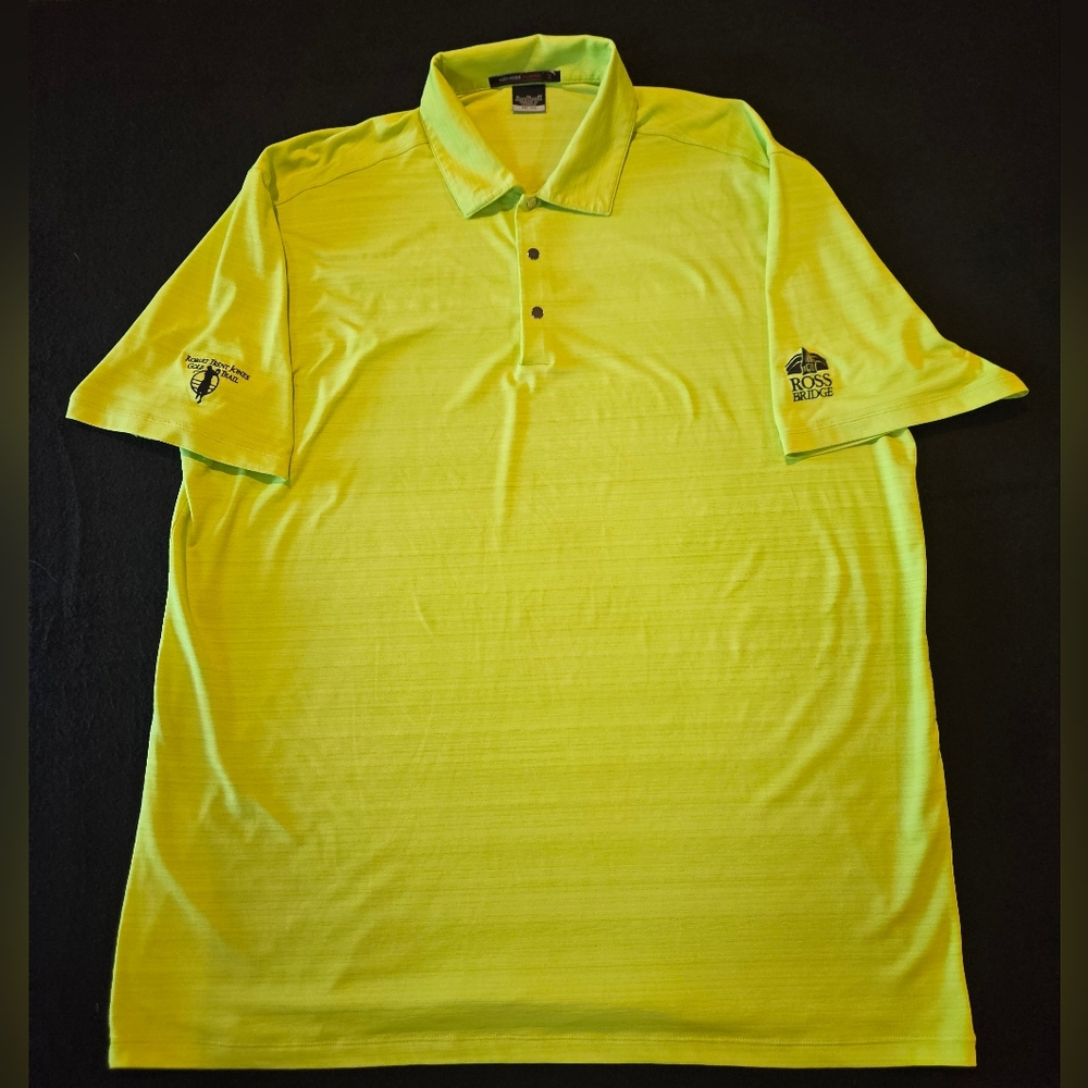 Tiger Woods Collection Golf Polo Shirt Mens Extra Large Yellow Lime Dri Fit